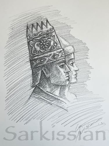 Tigranes IV of Armenia and his half-sister consort Erato - Joseph Sarkissian Artwork