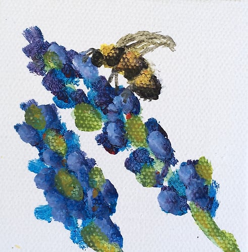 Bee on Blue Salvia - Mini - Penney De Pas