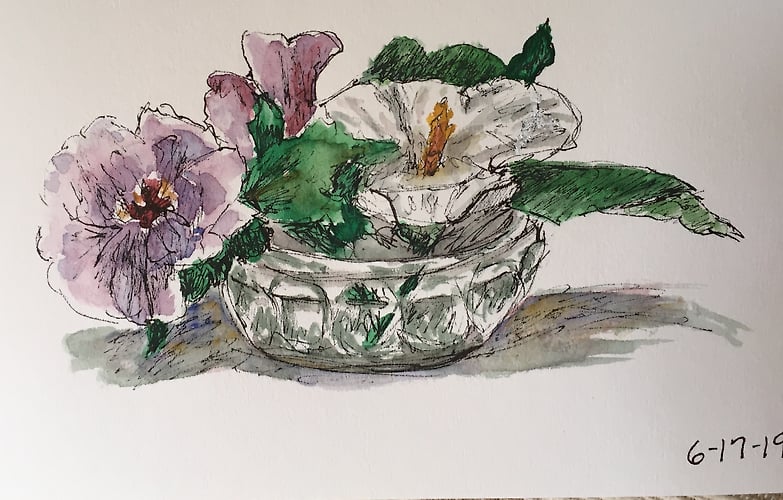 Lavender Rose of Sharon and White Hisbiscus - Mini - Penney De Pas