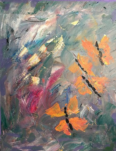 Monarchs in Flight (abstract) - Penney De Pas
