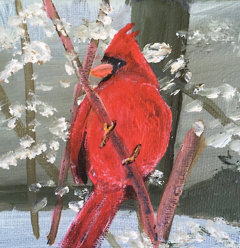 Red Cardinal in Winter - Mini - Penney De Pas