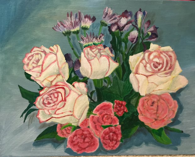 Red-Edged White Roses - Penney De Pas