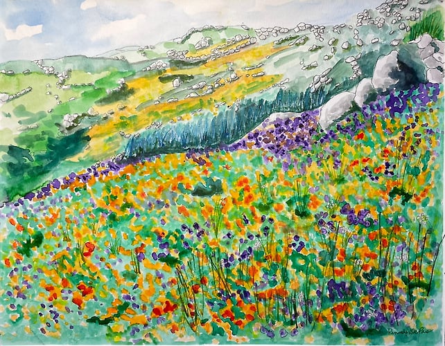 Flowers on a Hillside - Penney De Pas