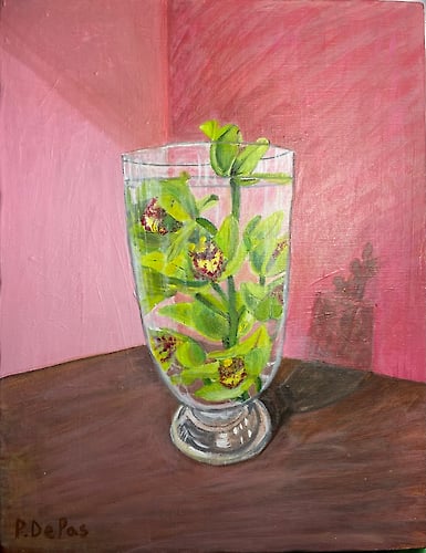 Green Orchids in a Vase - Penney De Pas