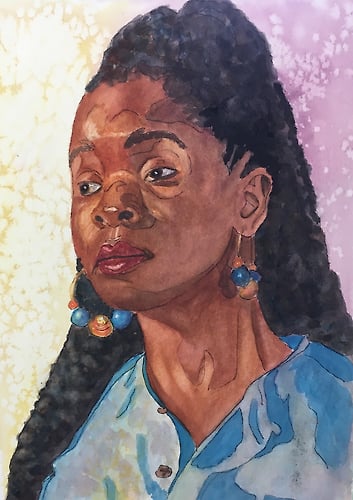 Woman with Ball Earrings - Penney De Pas