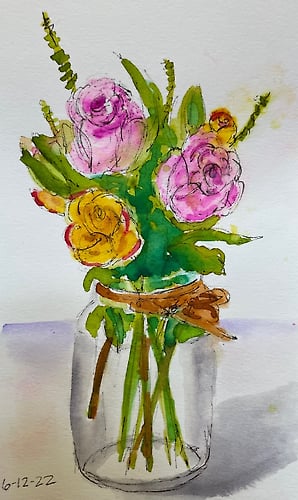 Roses in a Mason Jar-mini - Penney De Pas