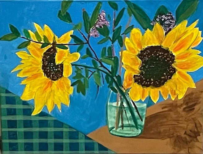 Sunflowers and Plaid - Penney De Pas